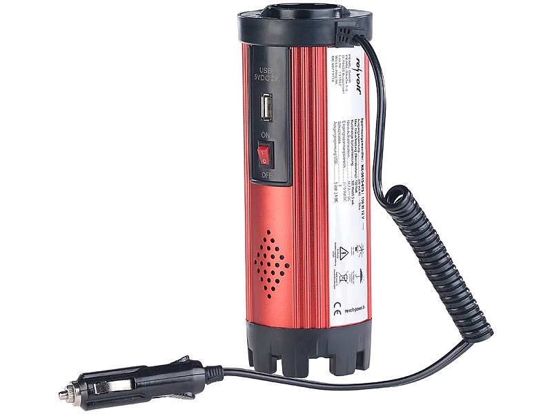 revolt Spannungswandler 12V auf 230V Zigarettenanzünder Batterie: Kfz- Spannungswandler 300 W, 230 V AC, 5 V USB, Peakpower 600 W (Spannungswandler  12V zu 5V)